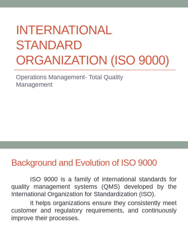 International Standard Organization ISO 9000 | PDF | Quality Management ...