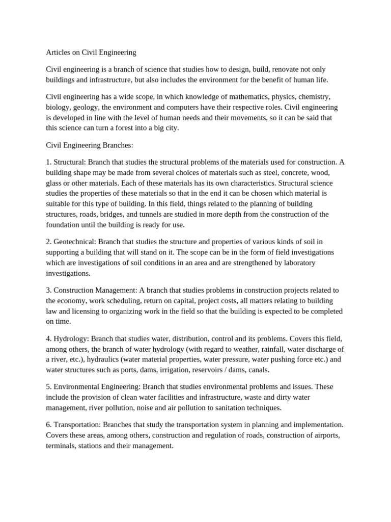 Articles On Civil Engineering | PDF | Civil Engineering | Engineering