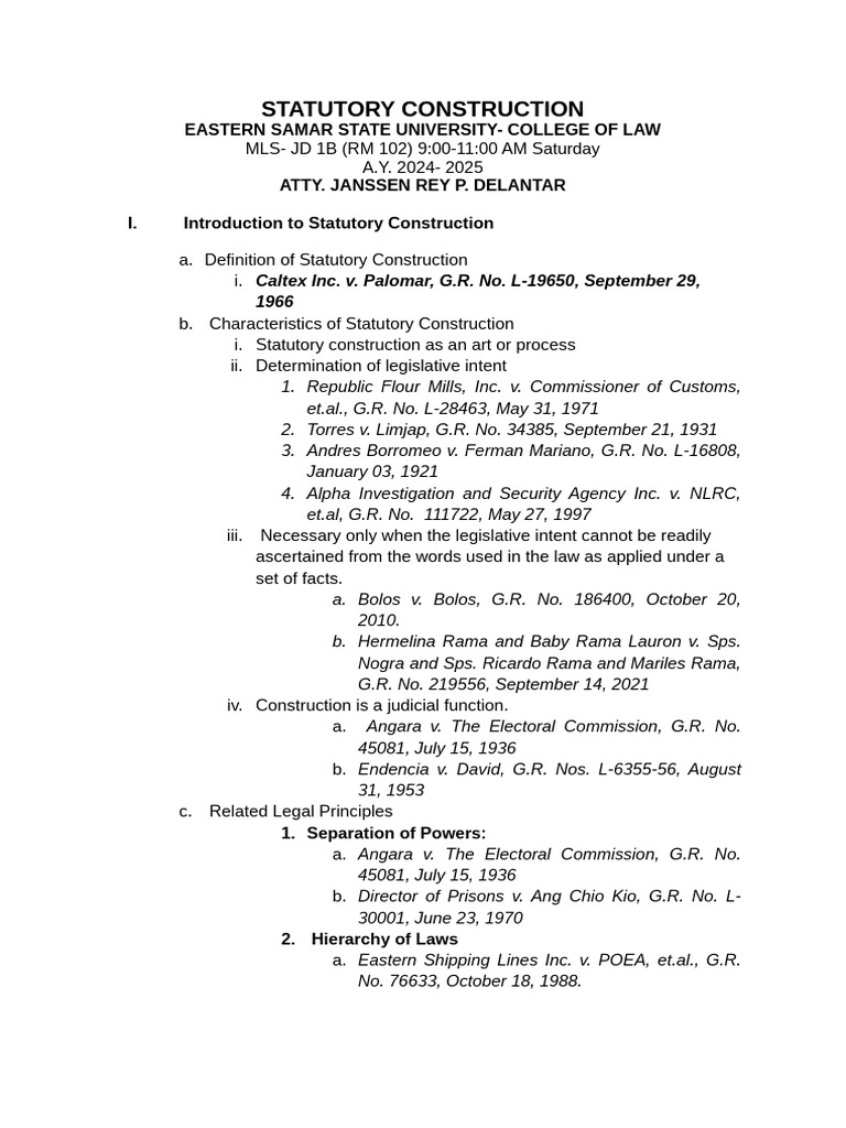 Statutory Construction Overview | PDF | Statutory Interpretation ...