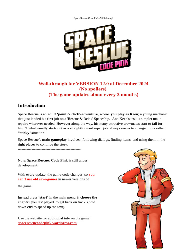 Space Rescue Code Pink Walkthrough | PDF | Cursor (User Interface) | Spa