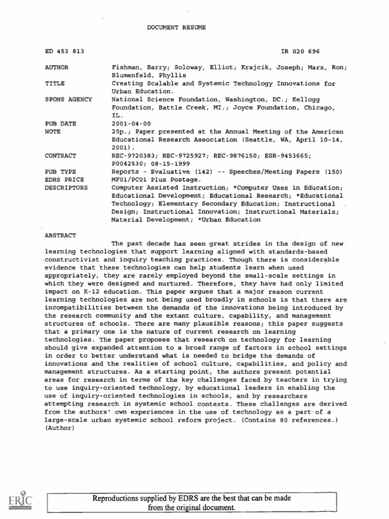 Creating Scalable and Systemic Technolog | PDF | Teachers | Pedagogy