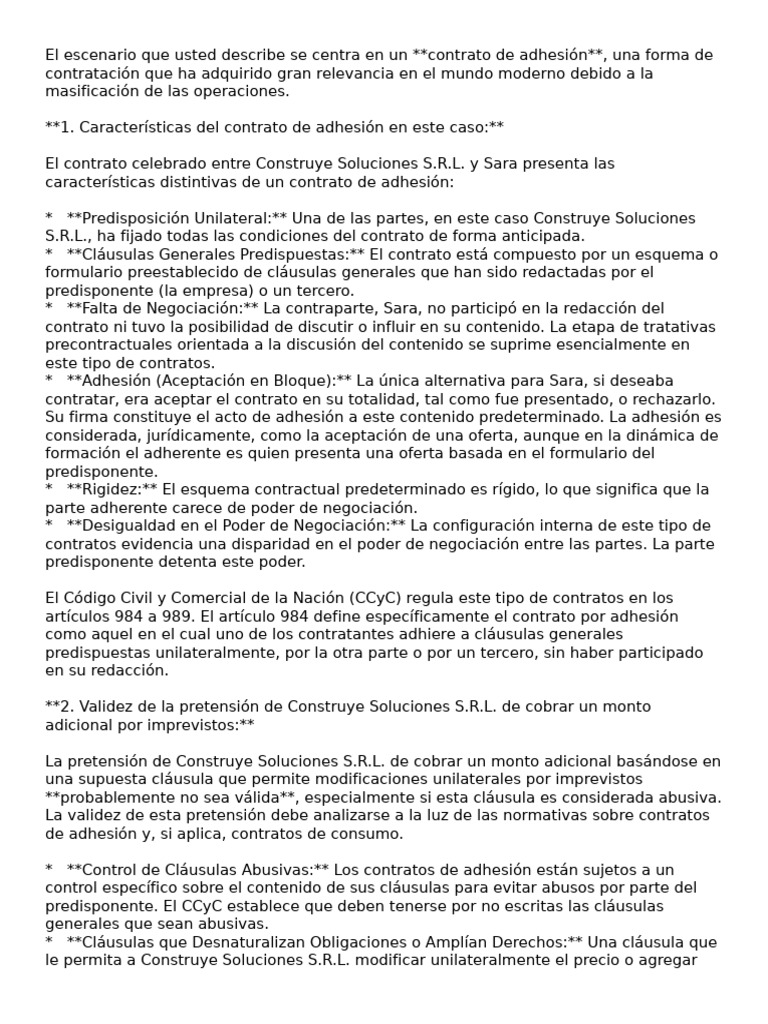 Análisis del contrato de adhesión | PDF
