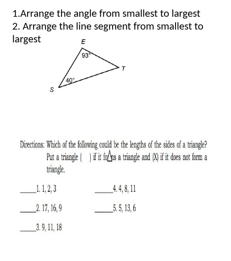 1.arrange The Angle From Smallest To Largest 2. Arrange The Line ...