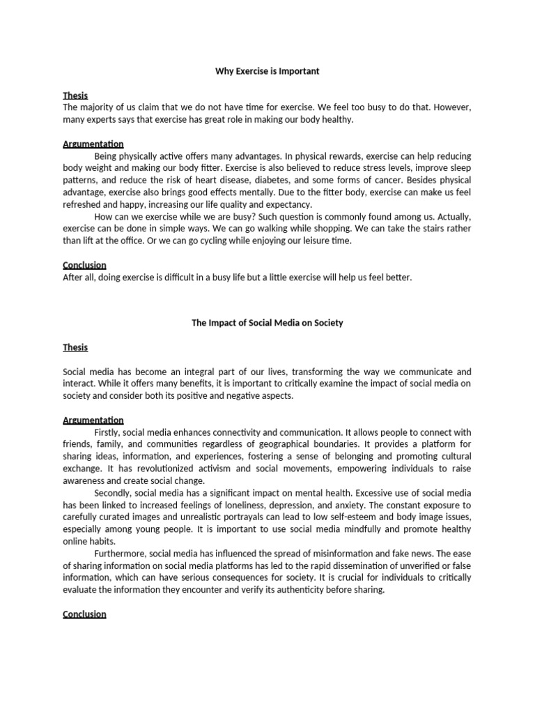 Why Exercise Is Important | PDF | Social Media | Popular Culture ...