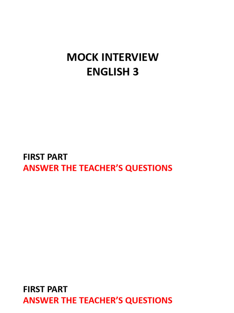 English 3 Mock Interview Guide | PDF