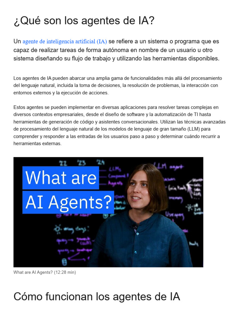 Agentes de IA: Funciones y Aplicaciones | PDF | Inteligencia artificial ...
