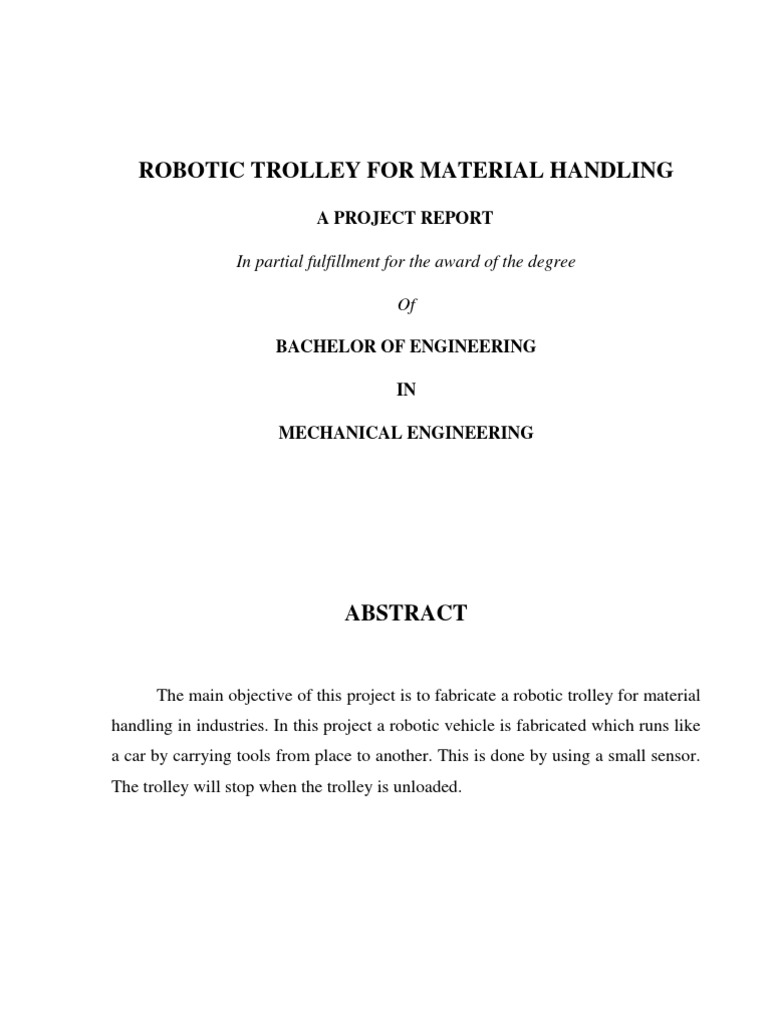 Robotic Trolley for Material Handling | PDF | Rechargeable Battery ...