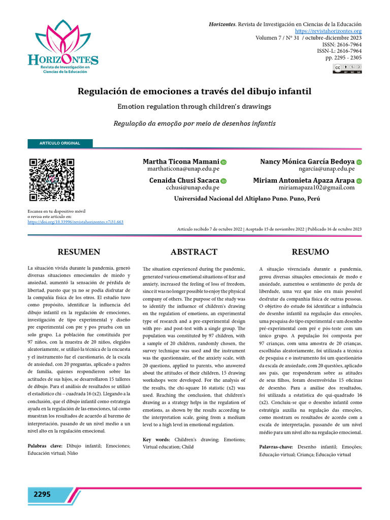 Dibujo infantil y regulación emocional | PDF | Las emociones ...