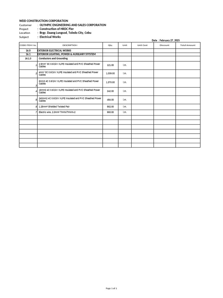 Wires & Cables For Quotation | PDF