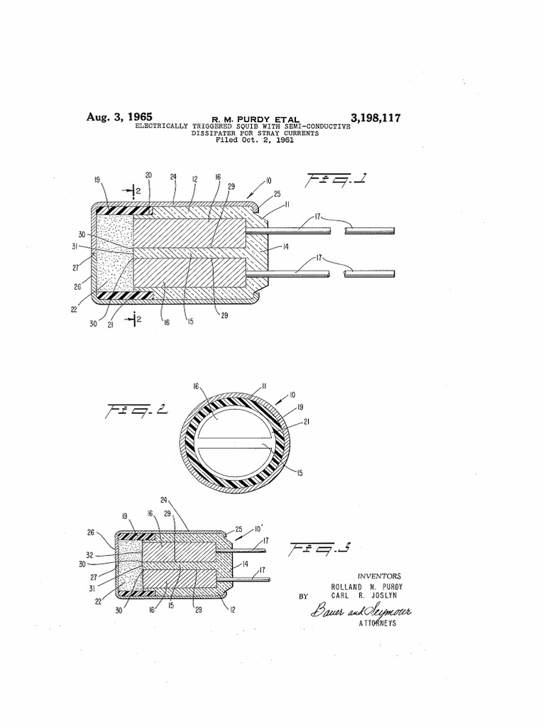 Squib - Patente - US3198117 | PDF | Electrical Conductor | Electric Current