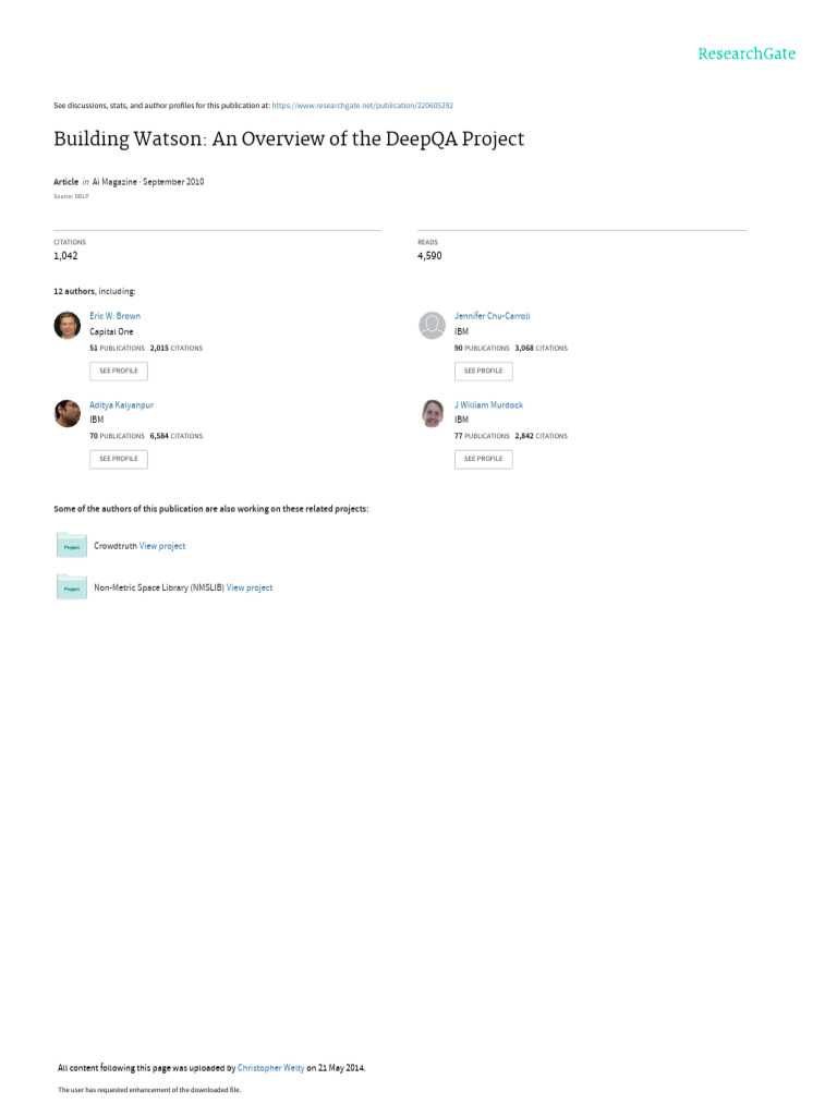 Overview of the DeepQA Project | PDF