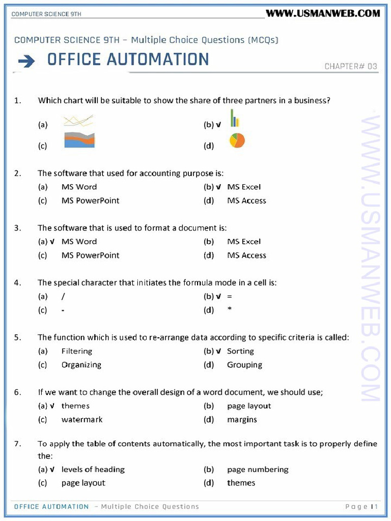 9th Computer CH 3 MCQs Notes | PDF