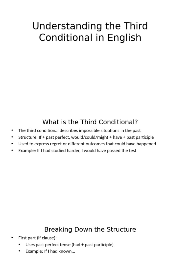 Third Conditional: Structure and Examples | PDF
