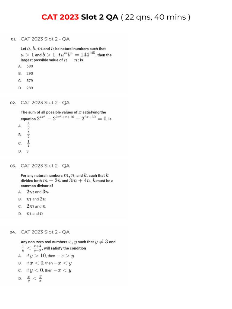 CAT 2023 Slot 2 QA A4 | PDF