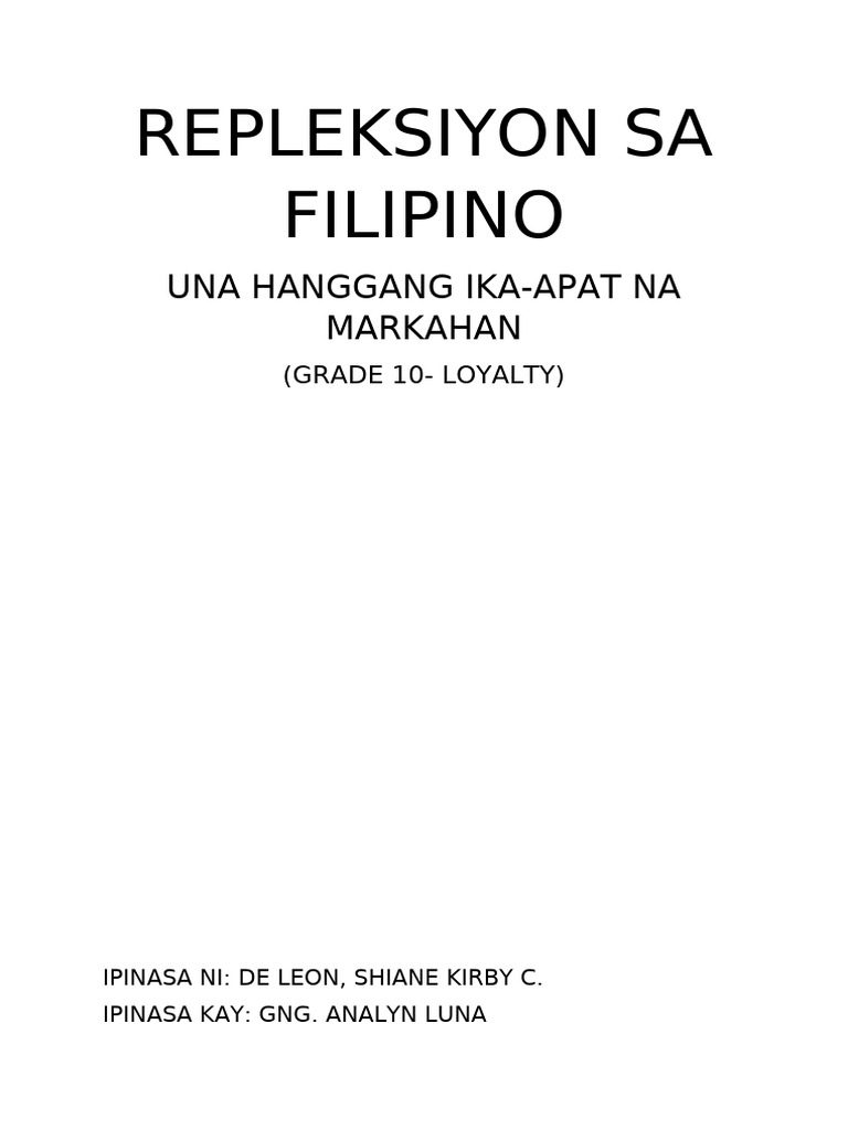 Repleksiyon Sa Filipino | PDF