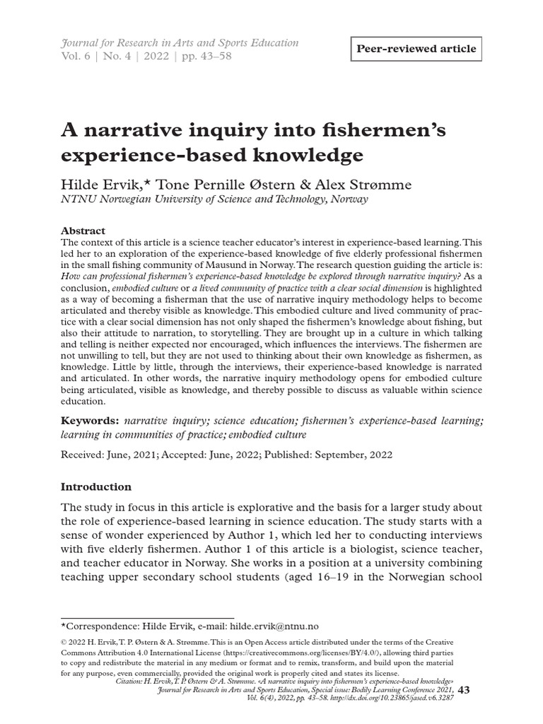 Fishermen's Knowledge through Narrative Inquiry | PDF | Knowledge ...