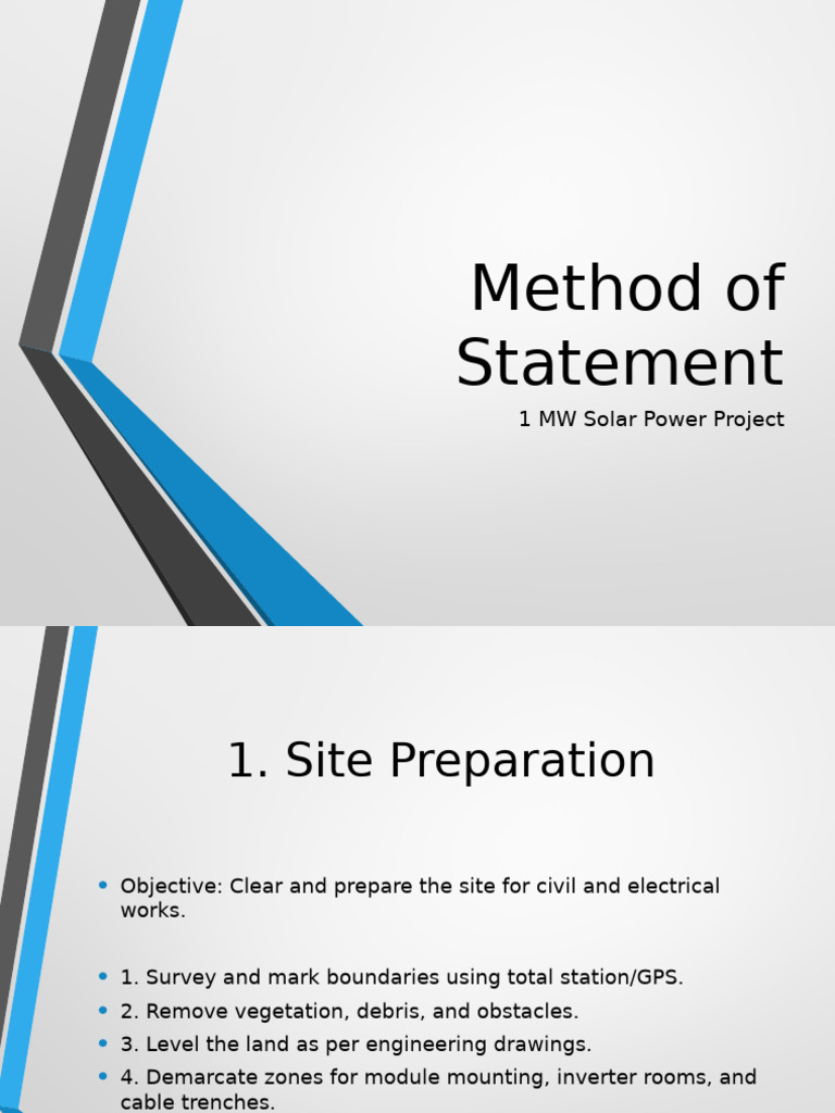 Method of Statement 1MW Solar Project | PDF | Solar Panel | Power Inverter