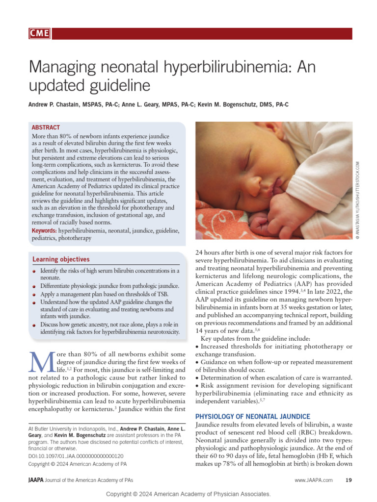 Updated AAP Guidelines on Neonatal Jaundice | PDF | Hematology ...
