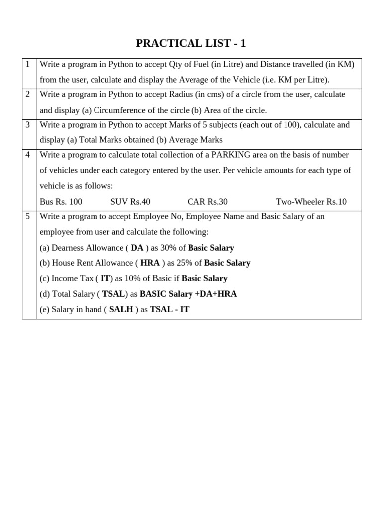 Practical List 1 Sequence | PDF