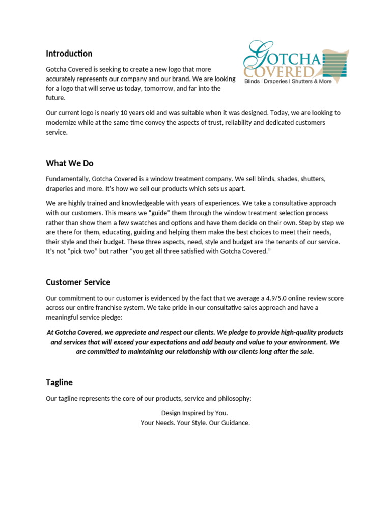 Gotcha Covered Logo Redesign Brief | PDF | Brand