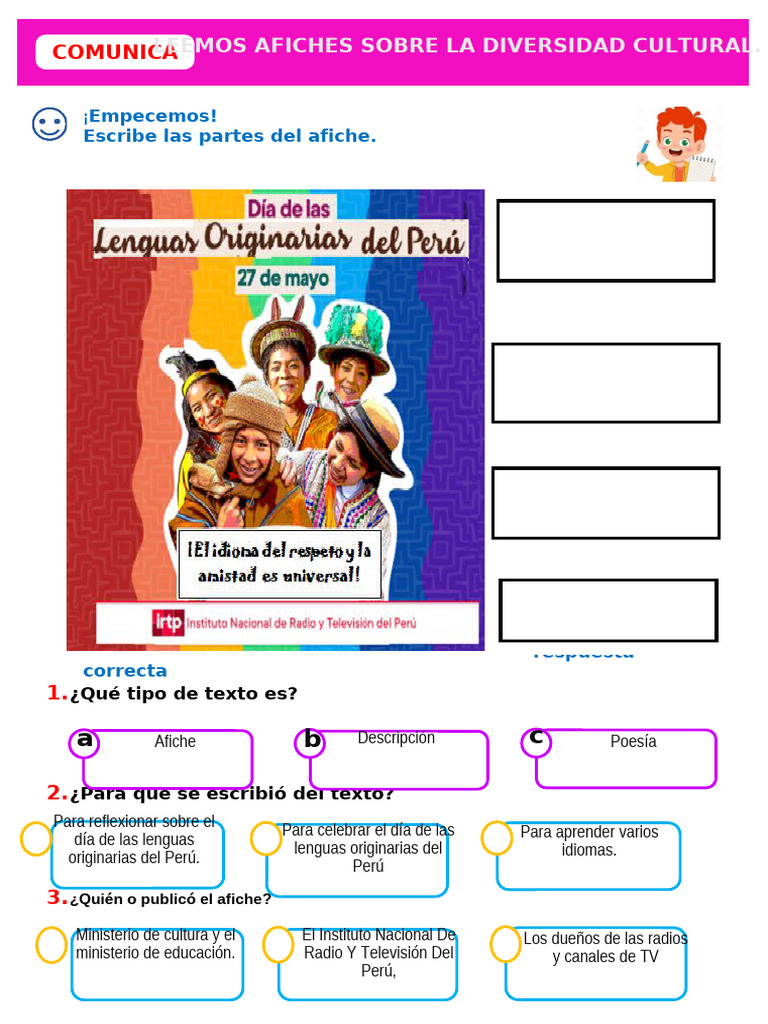 D4 A1 Ficha Com. Leemos Afiches Sobre La Diversidad Cultural. | PDF ...