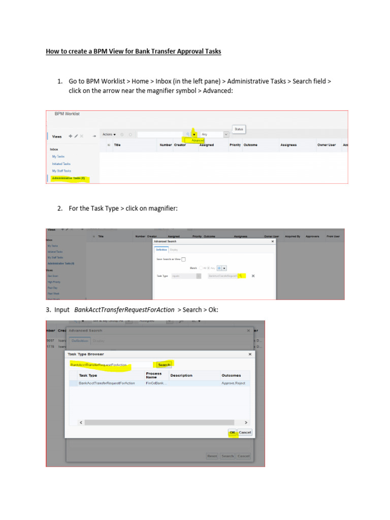 Create BPM View for Bank Transfers | PDF