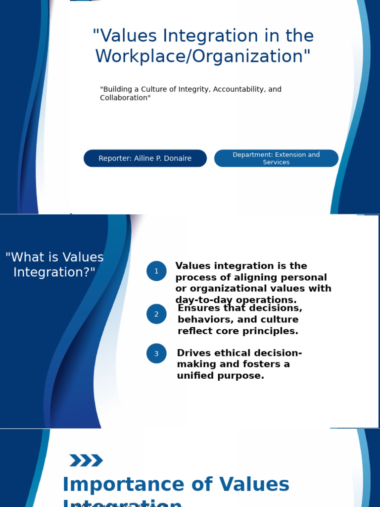 Values Integration in Organizations | PDF | Leadership | Workplace
