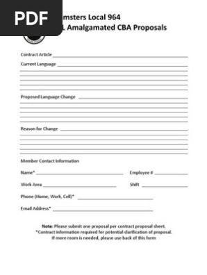 Contract Proposal Sheet
