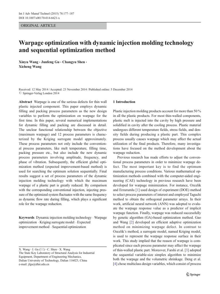 Warpage Optimization in Dynamic Injection Molding | PDF | Mathematical ...