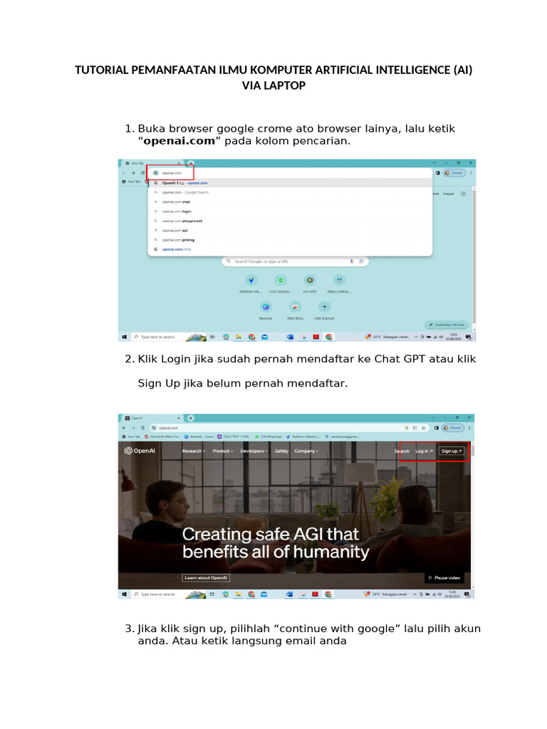 Tutorial AI: Menggunakan Chat GPT di Laptop | PDF