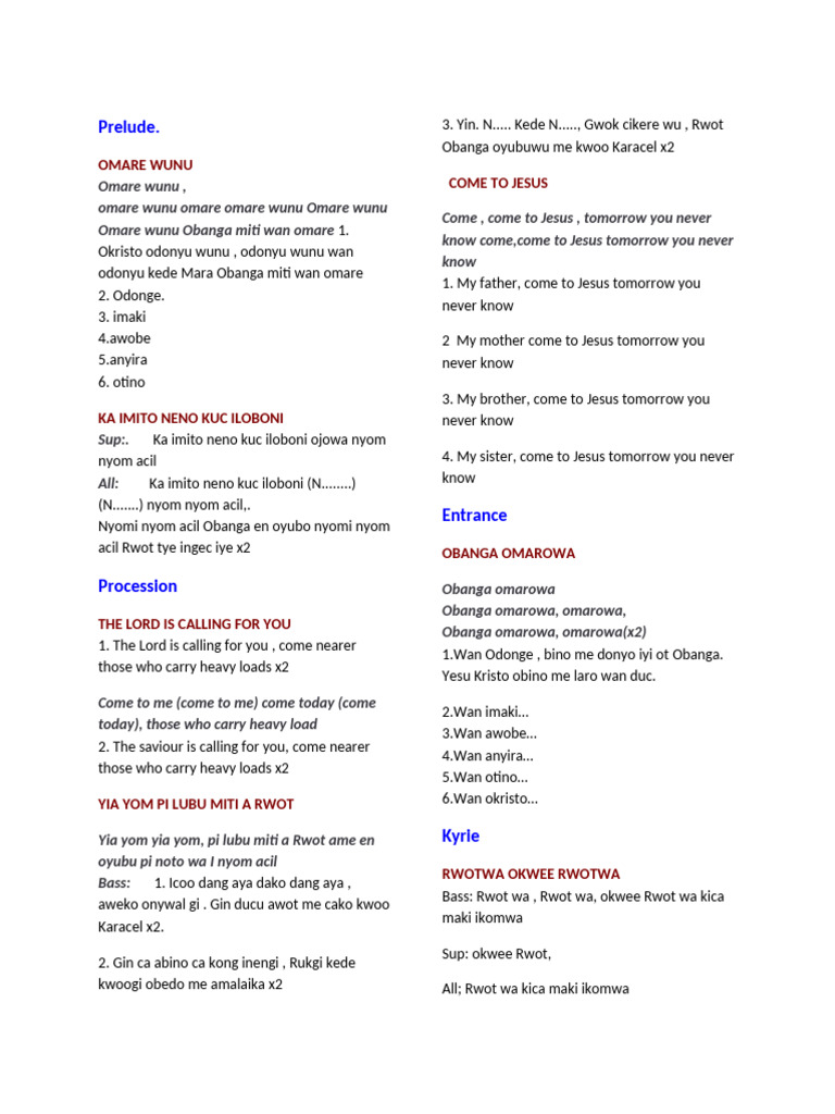 Legio Maria Songs and Worship Guide | PDF | Christian Worship And ...