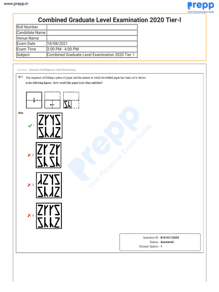 Combined Graduate Level Examination 2020 Tier-L | PDF | Question