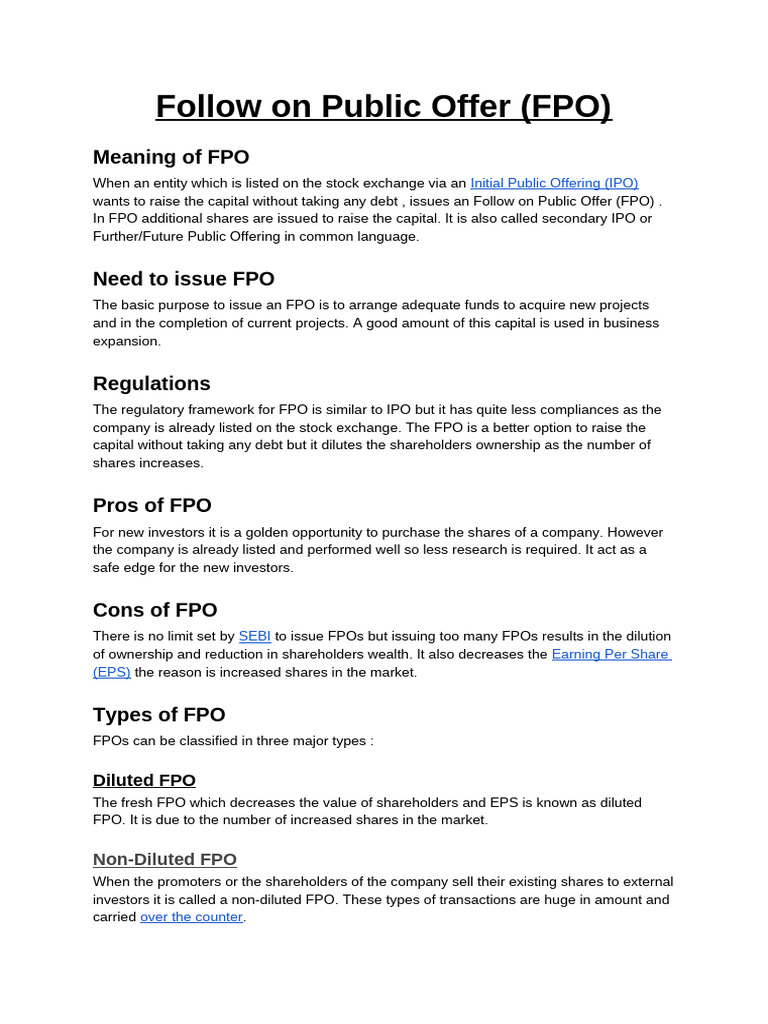 Follow On Public Offer (FPO) PDF