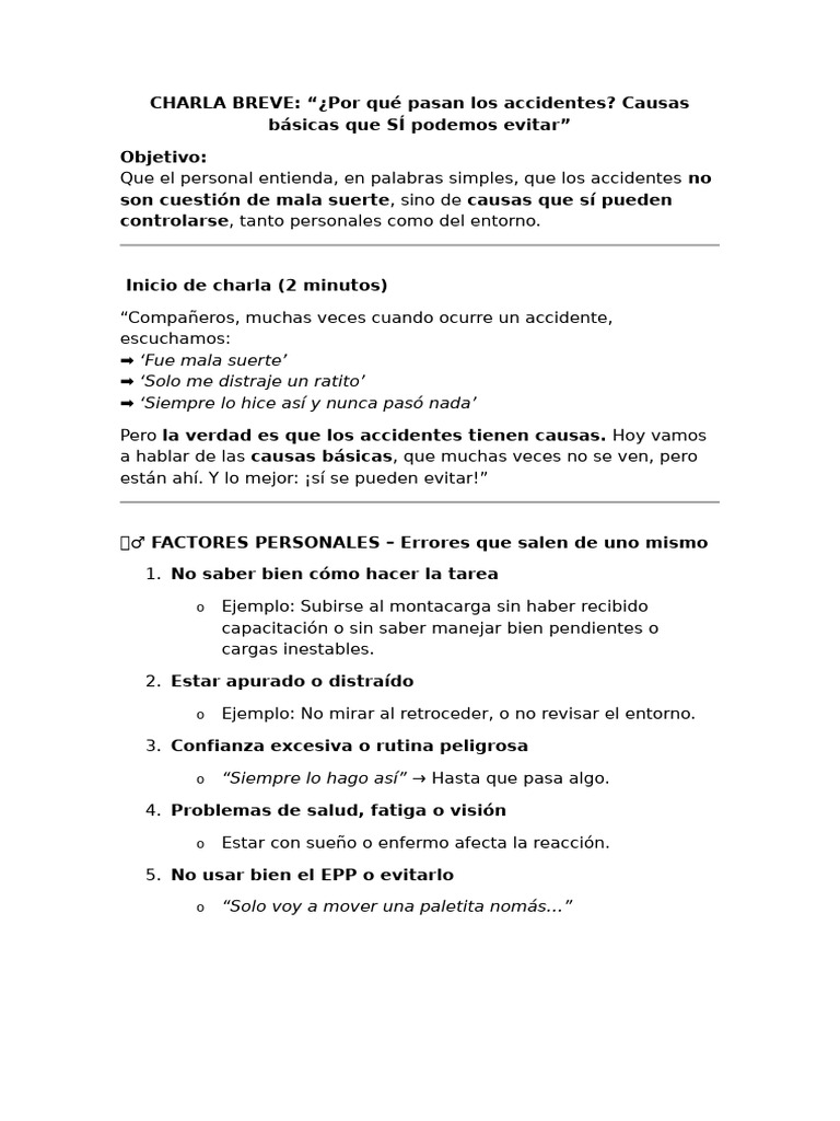 Charla - Causas Básicas 03-07-25 | PDF