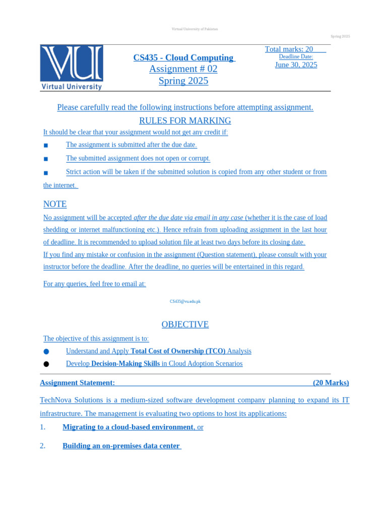 CS 435 Assignment 2 | PDF | Cloud Computing | Software