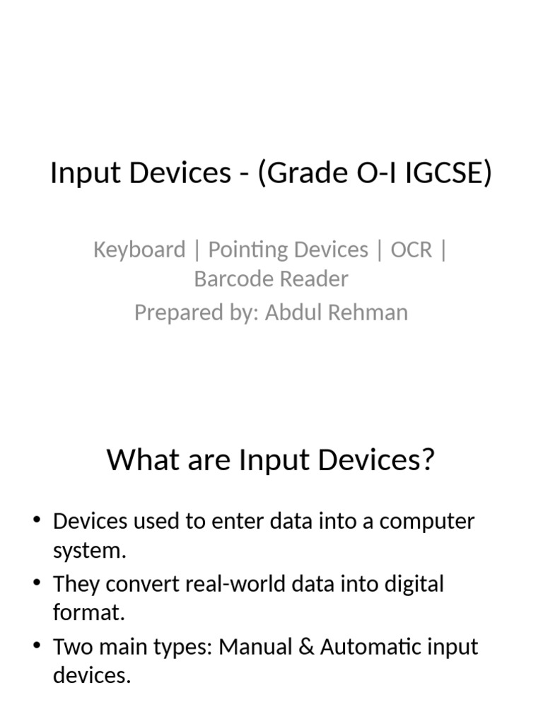 Manual vs. Automatic Input Devices | PDF