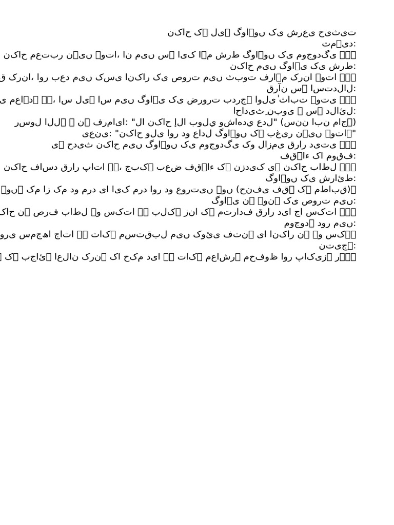 Nikah Gawah Ki Ahmiat | PDF