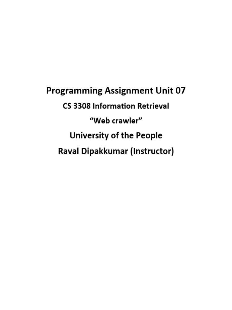 Web Crawler Assignment for CS 3308 | PDF | World Wide Web | Internet & Web