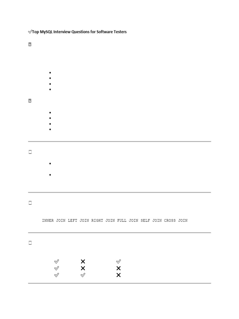 MySQL Interview Questions for Testers | PDF | Sql | Data Management ...