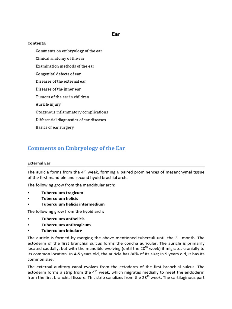 Ear Anatomy and Embryology Overview | PDF | Ear | Hearing