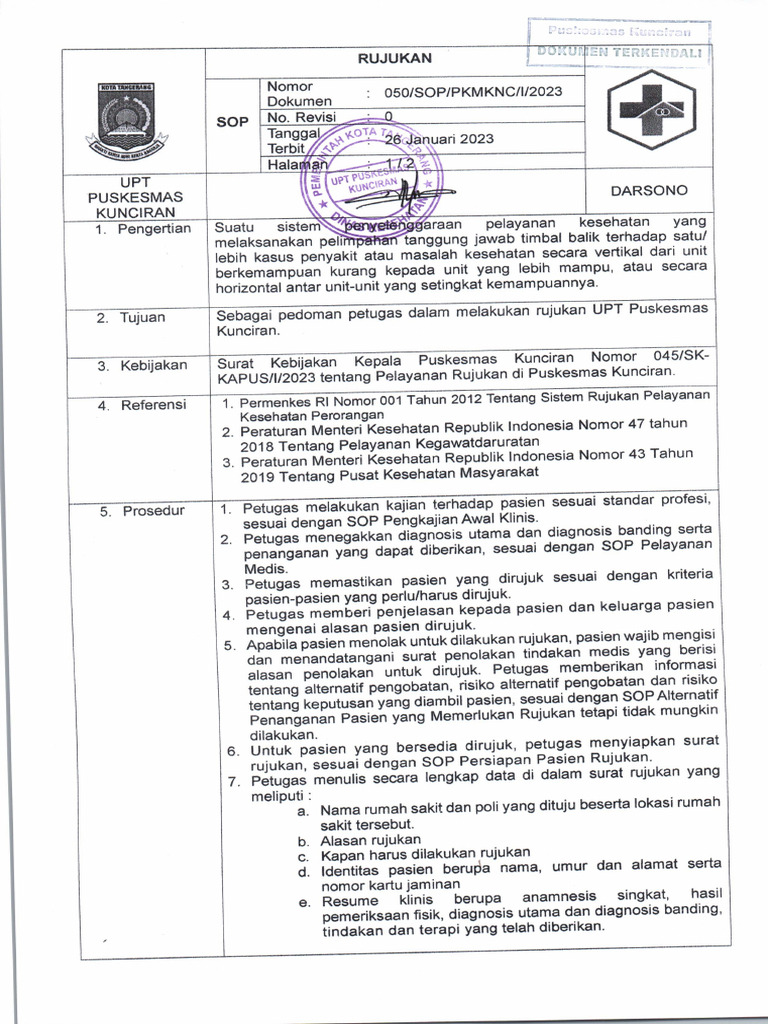 Sop Rujukan | PDF