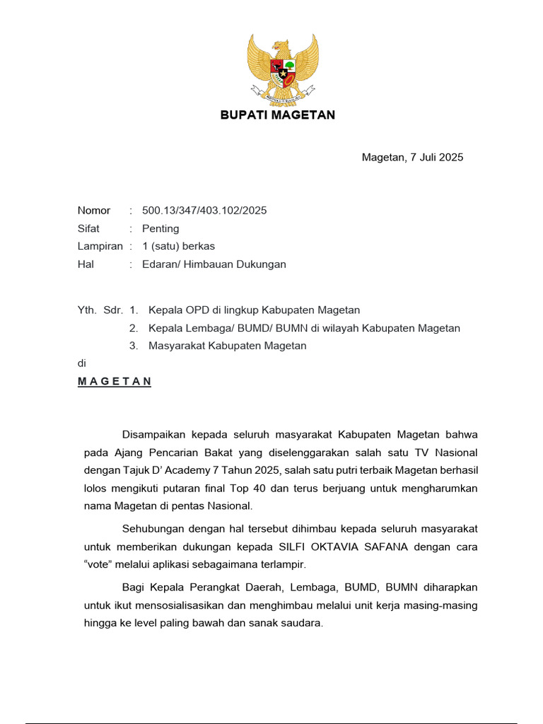 Dukungan untuk Silfi Oktavia Safana | PDF