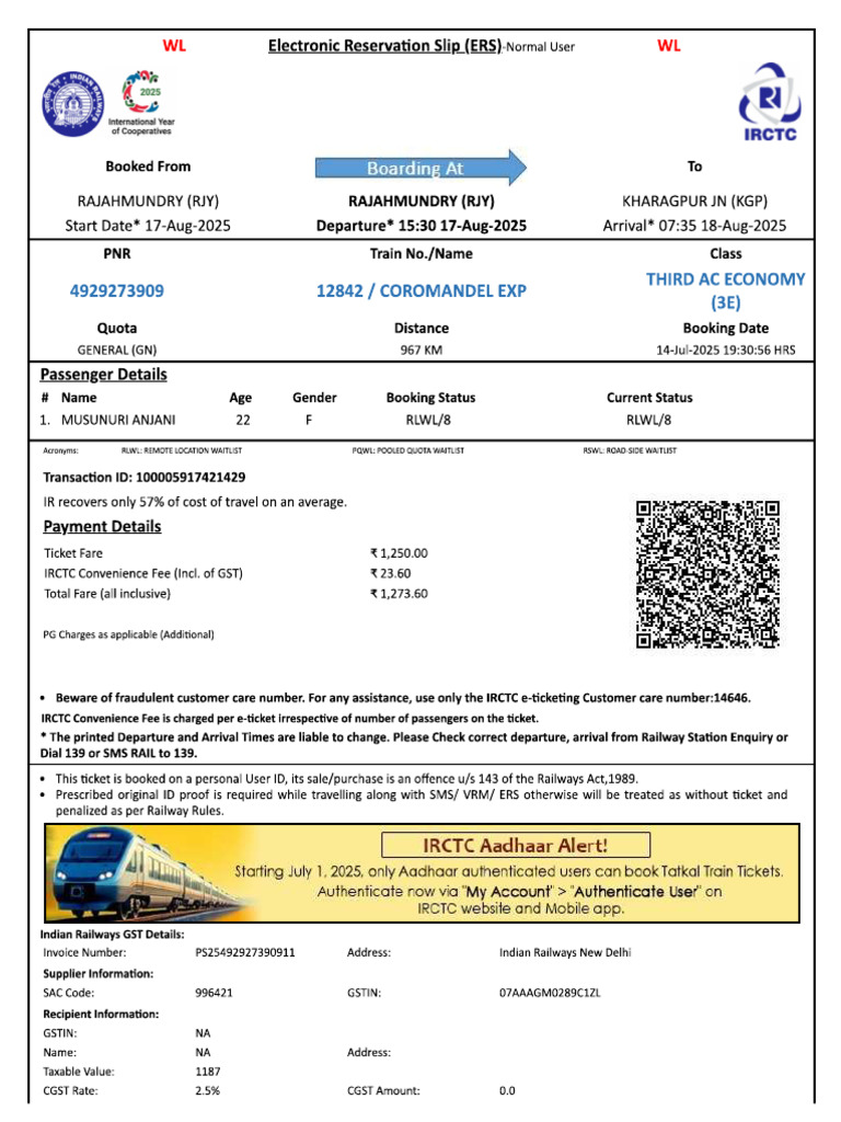 Train Ticket | PDF