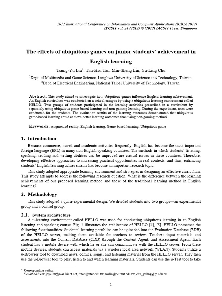 Ubiquitous Games Boost English Learning | PDF | Analysis Of Covariance ...