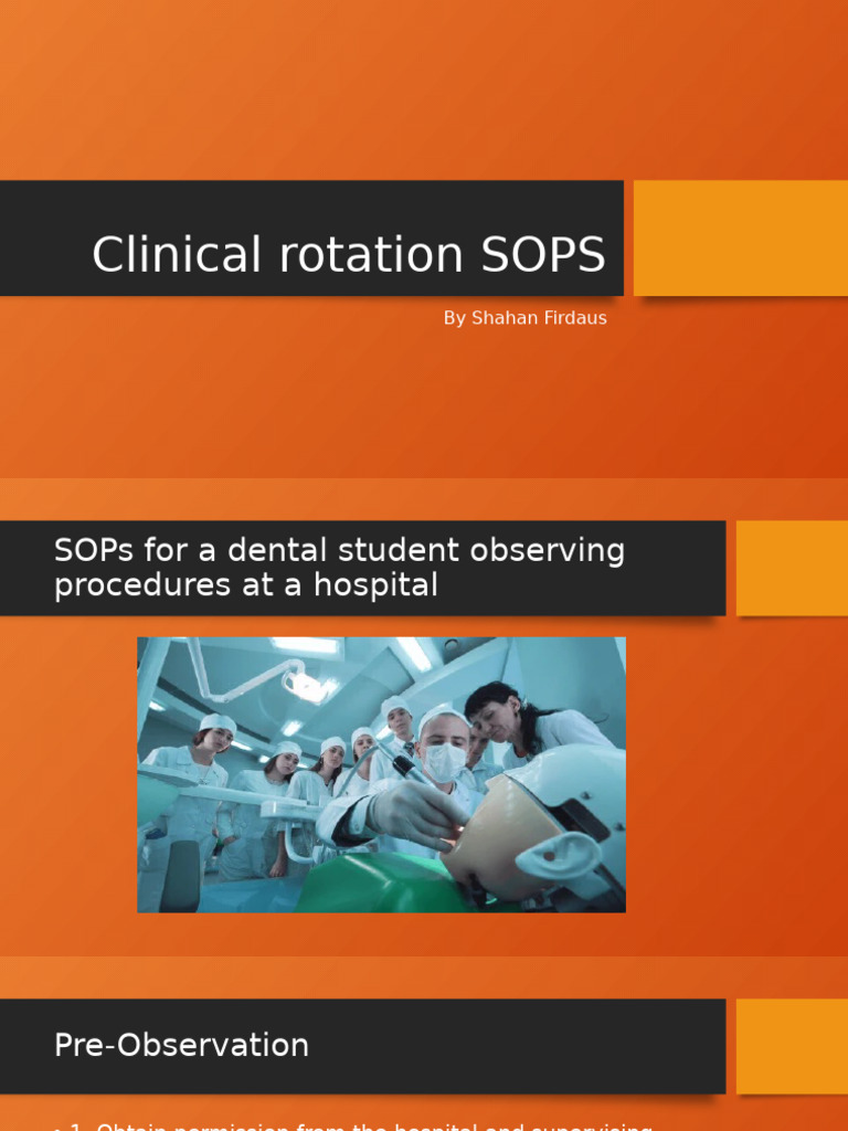 Dental Student Clinical Rotation SOPs | PDF