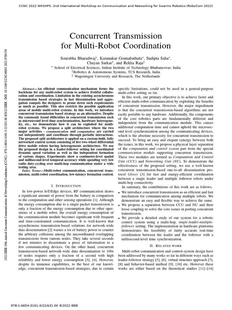 Concurrent Transmission For Multi-Robot Coordination | PDF | Computer ...