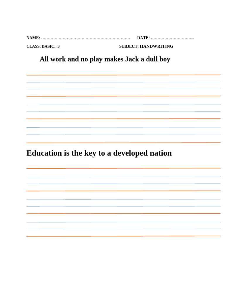 Basic 3 3rd Term Handwriting | PDF