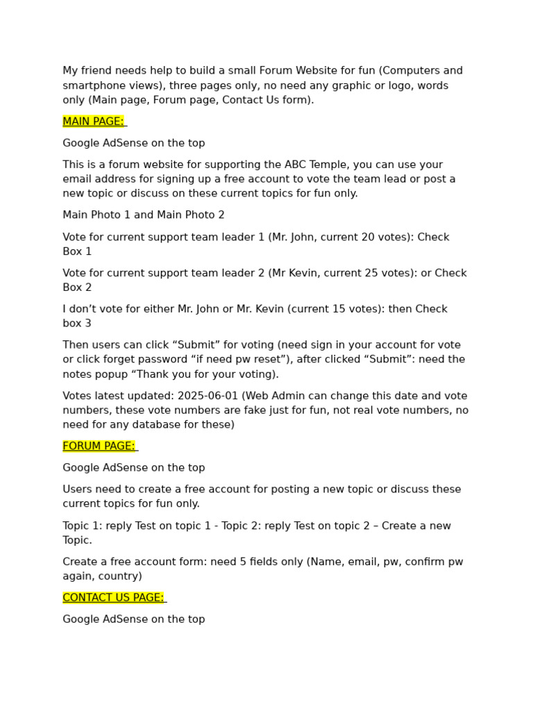 Small Forum Webiste | PDF