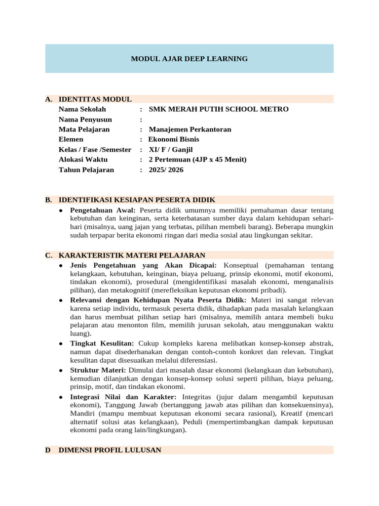 RPP Konsep Ilmu Ekonomi | PDF