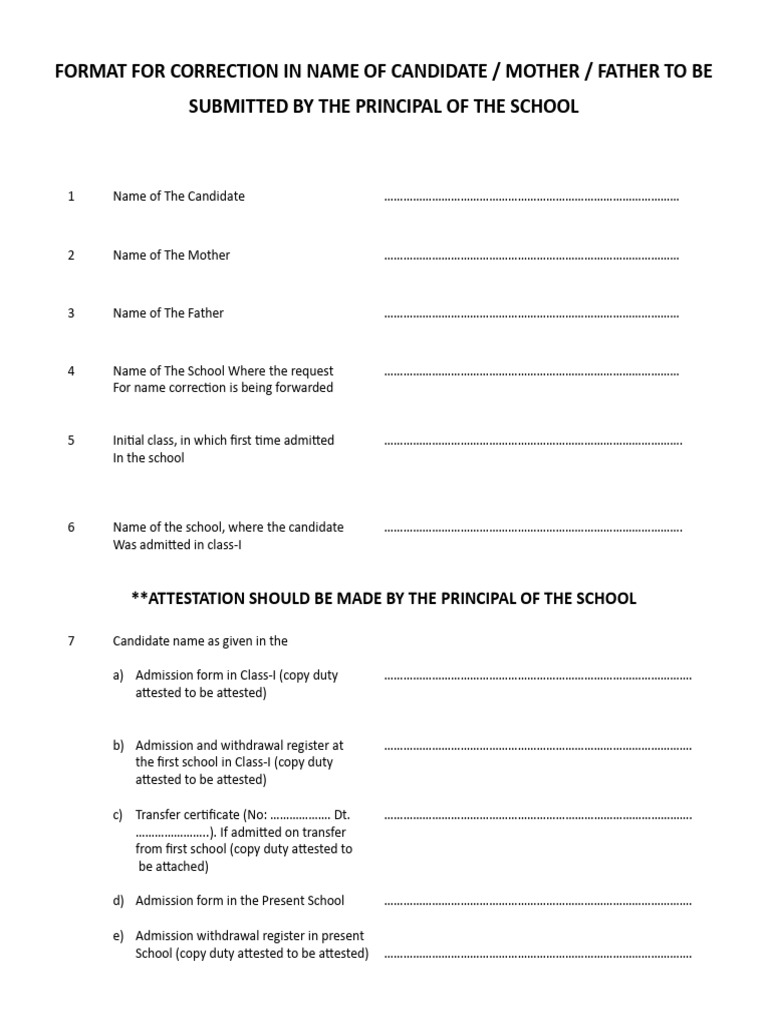 Name Correction Application Format | PDF